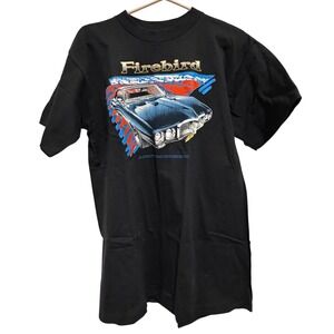 Vintage Pontiac Firebird T Shirt Delta Cotton USA Black Graphic Tee Mens Large
